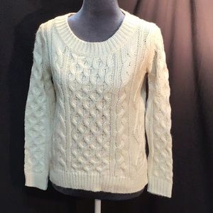 JCP cream wool blend cable knit sweater size PS